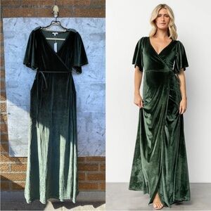 Green Velvet Wrap Maxi Dress Baltic born new